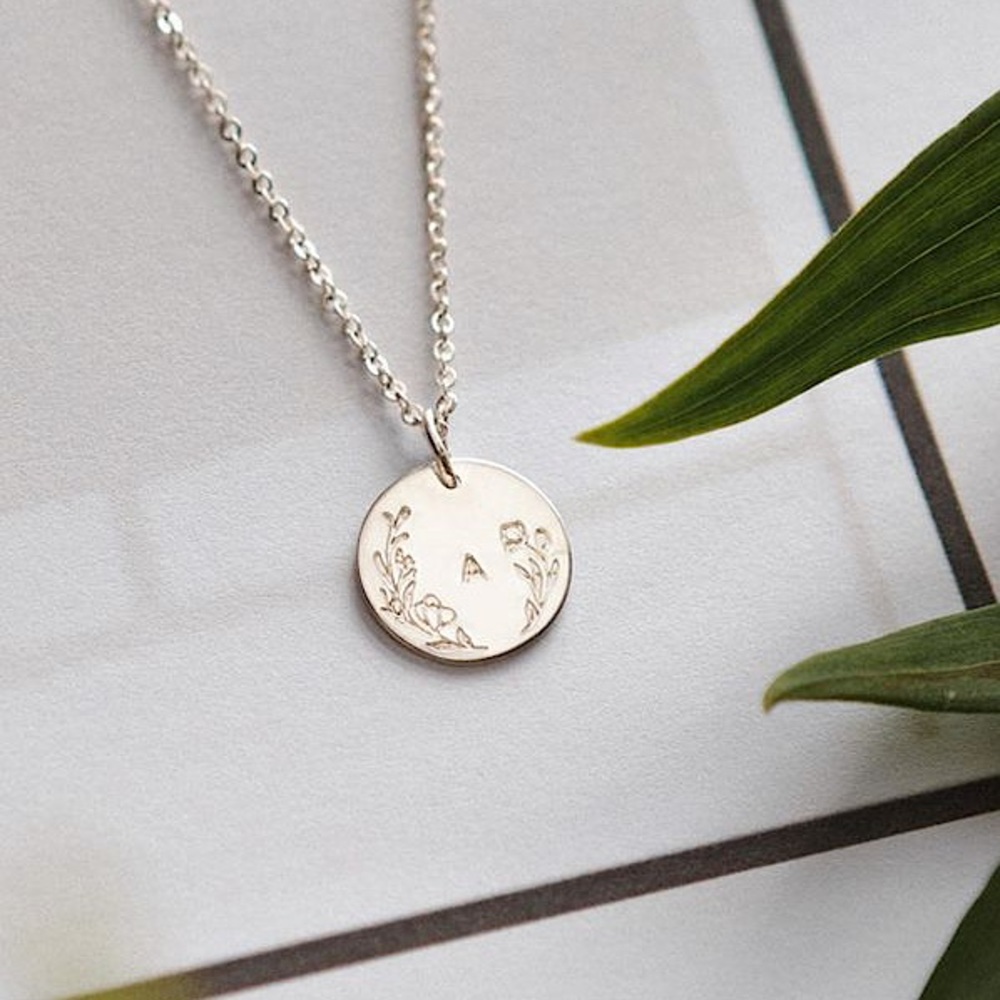 Floral Letter A Minimalist Initial Bohemian Gold Personalized Cute Gift Necklace